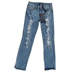 Bbj Boom Boom Jeans Boyfriend Distressed Ripped Light Wash Denim Pants Womens 3